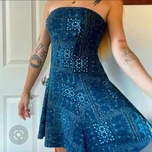 Forever21 strapless blue dress size large.